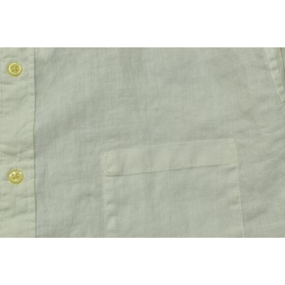 J Crew Men Button Down Shirt Short Sleeve White Linen Blend Size 2XL Solid - Picture 5 of 8